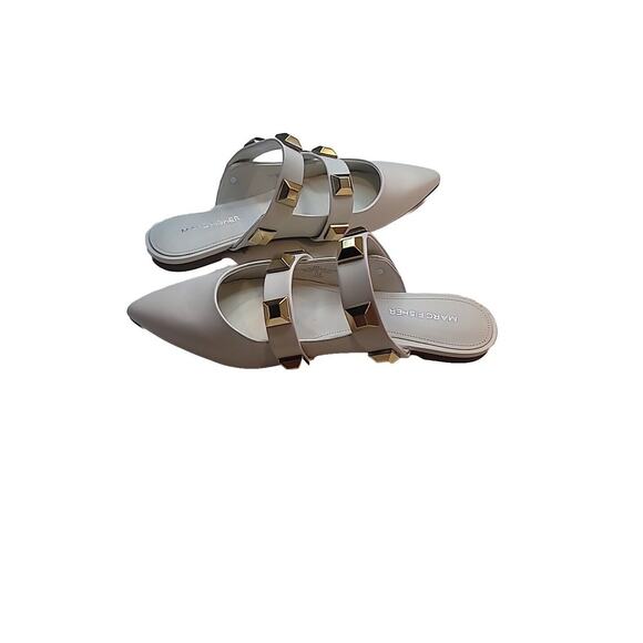 MARC FISHER Womens Ivory Studded Sharla Pointy Toe Slip On Mules 8 M - Picture 1 of 7